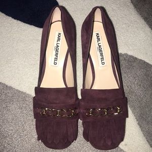 Karl Lagerfeld purple/burgundy block heels